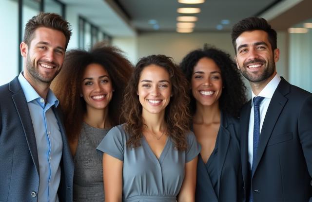 Group corporate photo of a diverse team