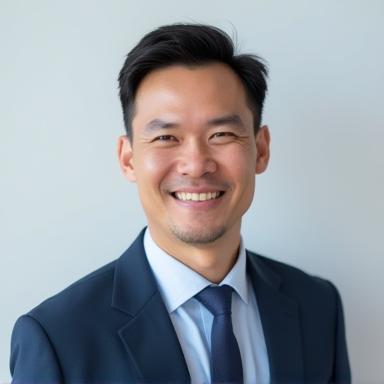 Professional headshot of a man in a suit smiling