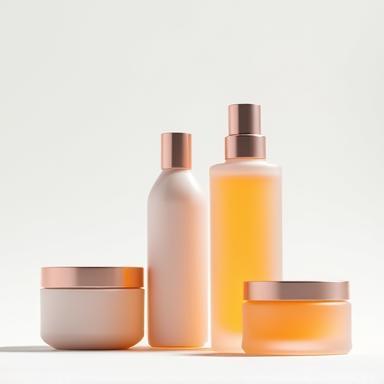 Still life photo of stylish skincare products